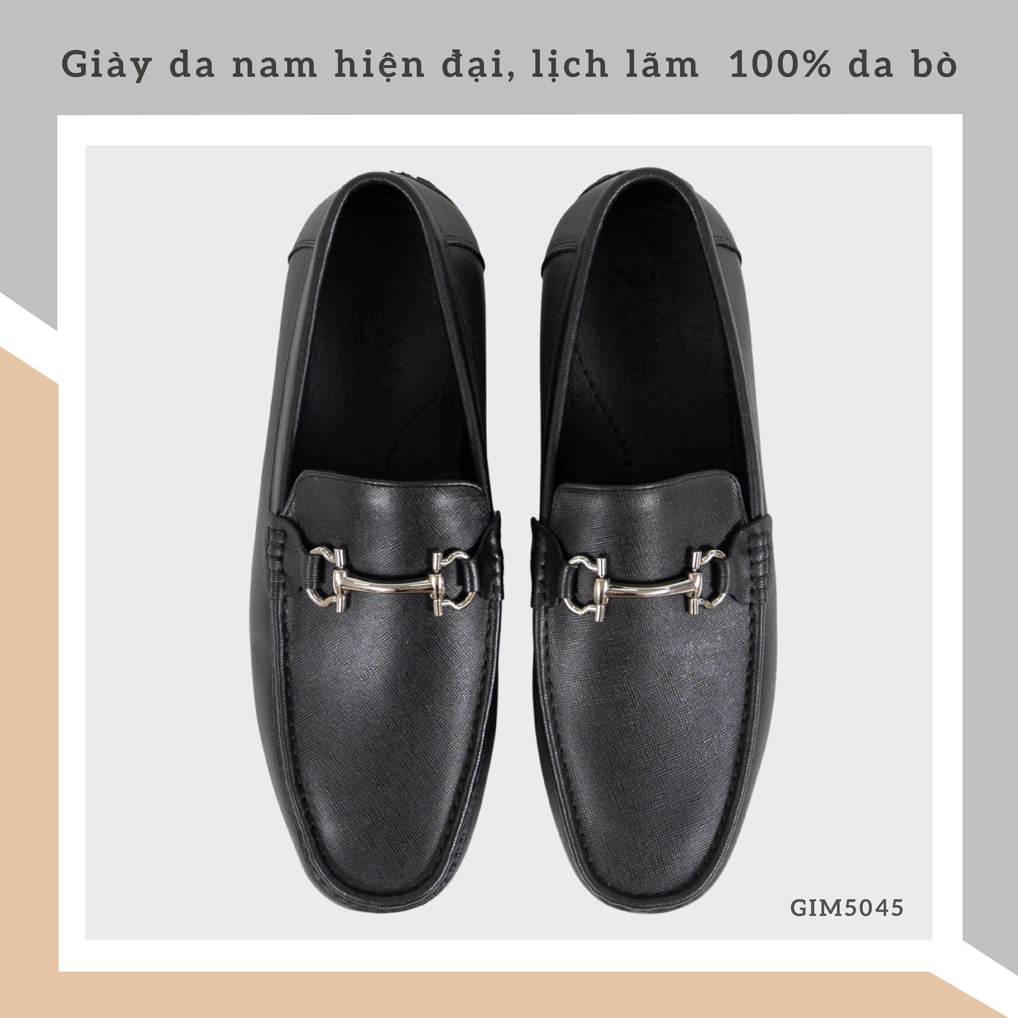 Giày Nam Moccasin Da Saffiano Đai Khóa