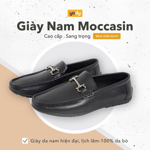 Giày Nam Moccasin Da Saffiano Đai Khóa