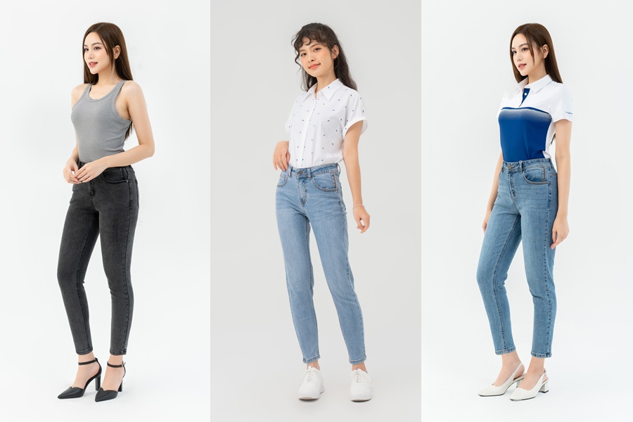 Quần Jeans Nữ Skinny Lưng Cao Tôn Dáng