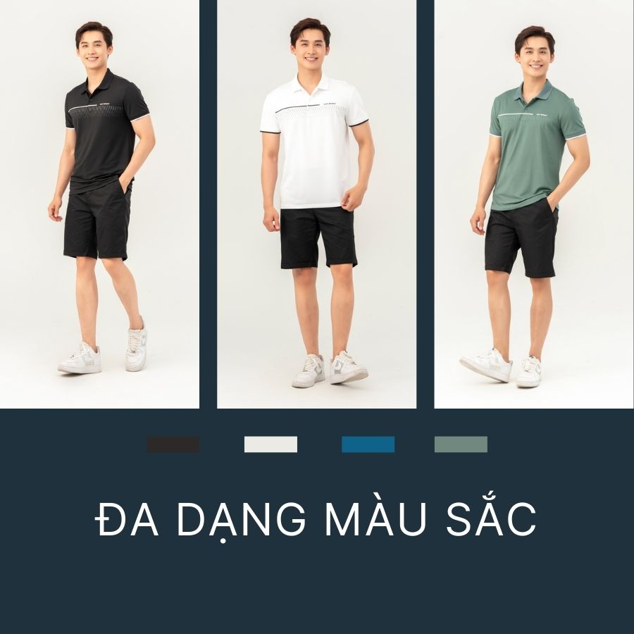 Áo Polo Thể Thao Nam Dáng Suông In Ngực