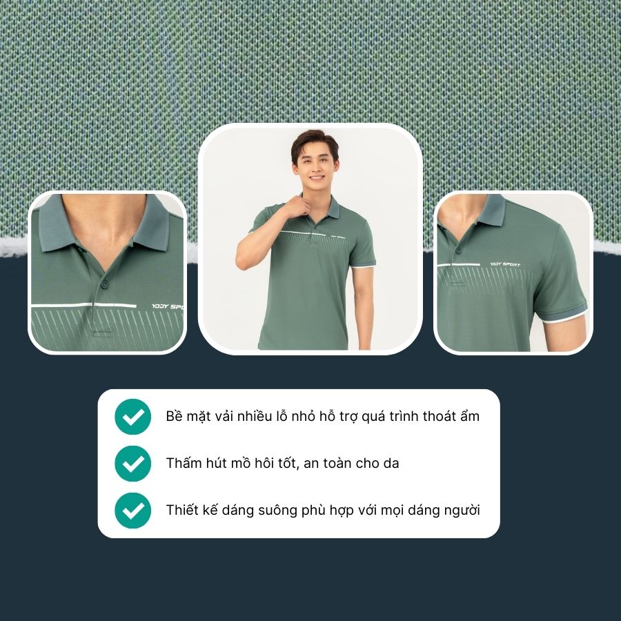 Áo Polo Thể Thao Nam Dáng Suông In Ngực