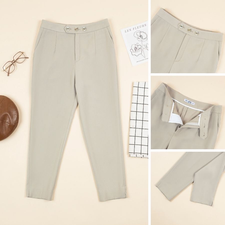 Quần Âu Nữ Lưng Cao Ống Côn 3 Cúc