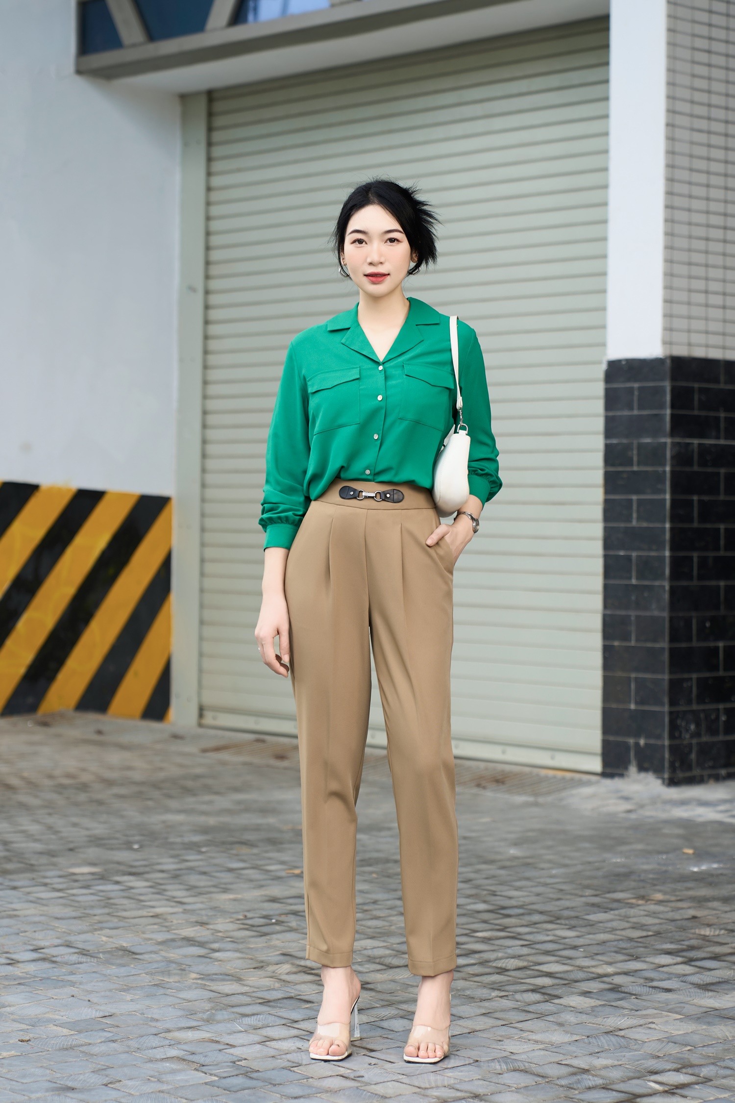 Quần Tây Nữ Baggy Cạp Phối Mặt Đai