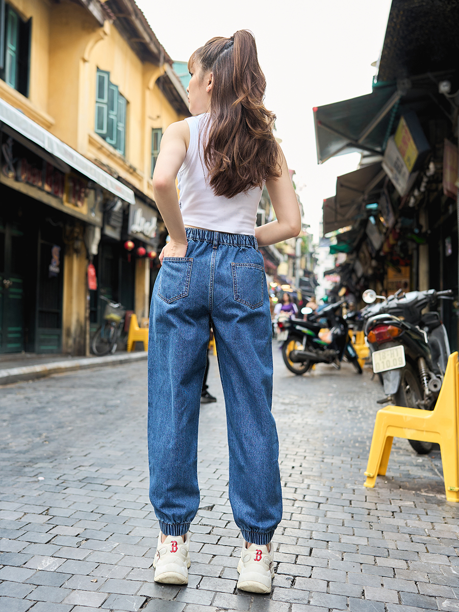 Quần jeans nữ jogger ly túi
