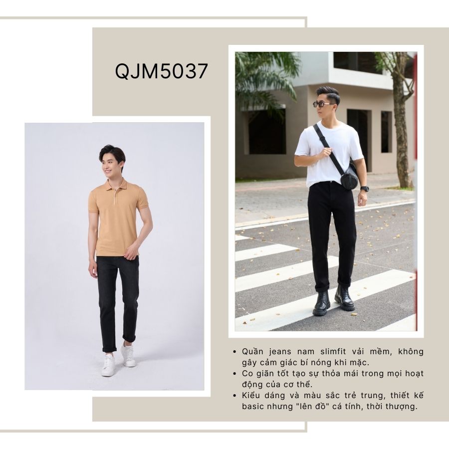 Quần Jeans Nam Slimfit Tối Màu Co Giãn