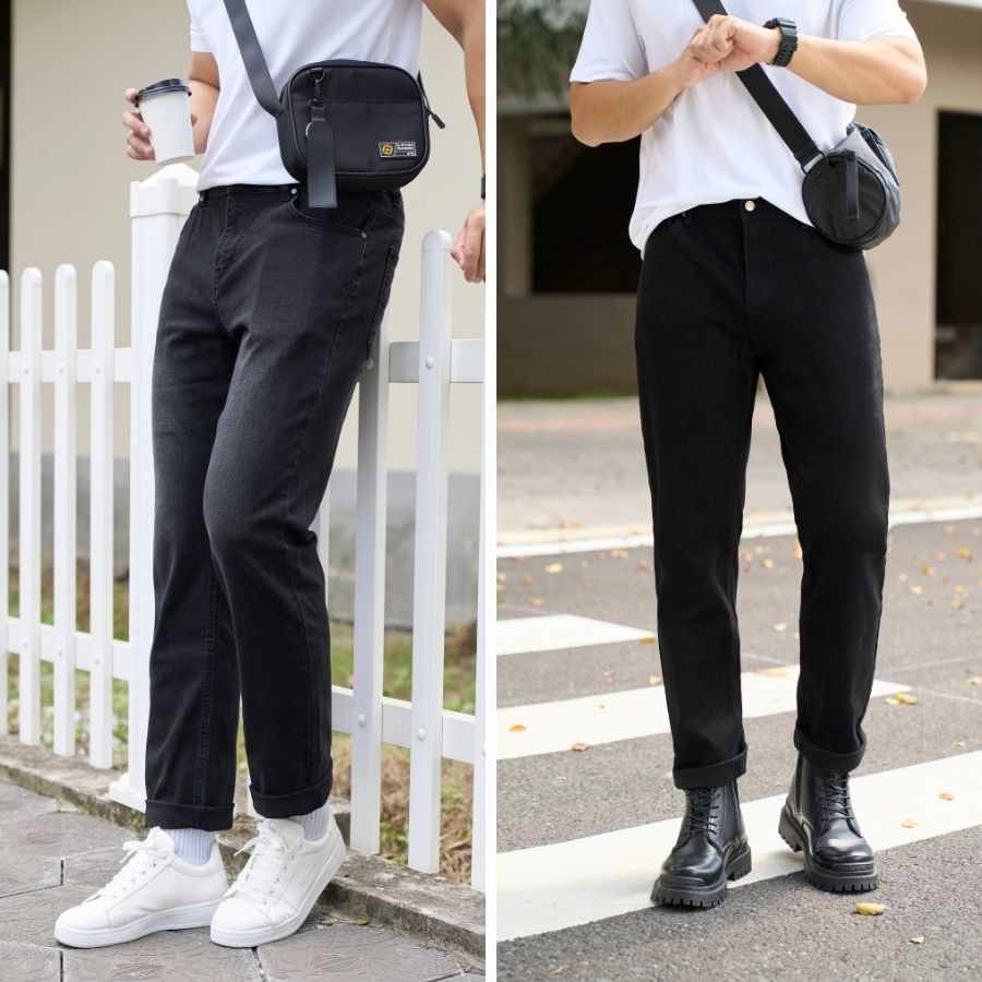 Quần Jeans Nam Slimfit Tối Màu Co Giãn