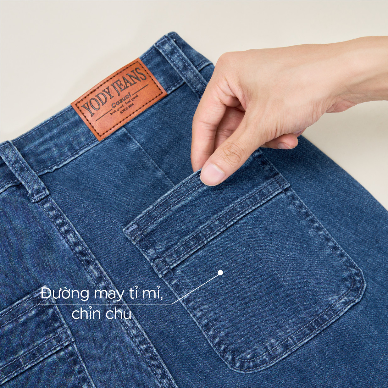 Quần Jeans Nữ Skinny Túi Vuông Co Giãn 4 Chiều