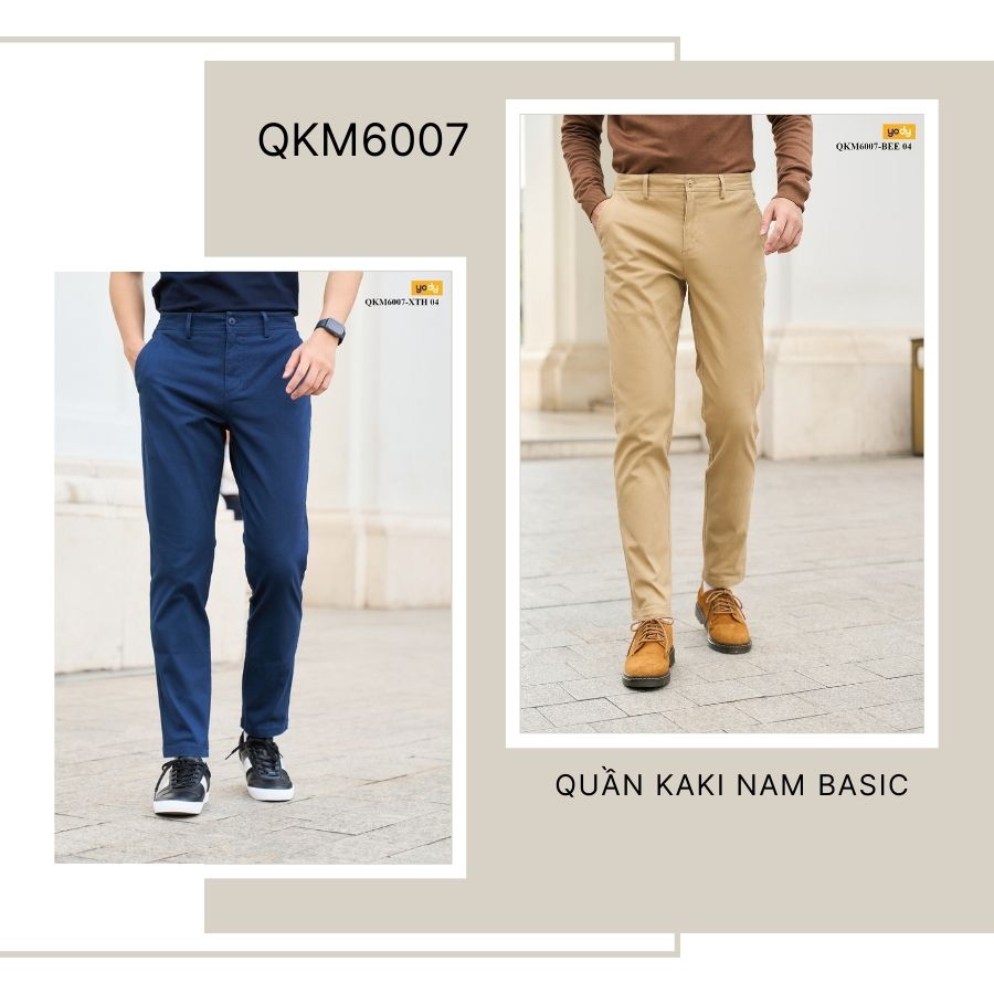 Quần Kaki Nam Basic Dáng Ôm Co Giãn