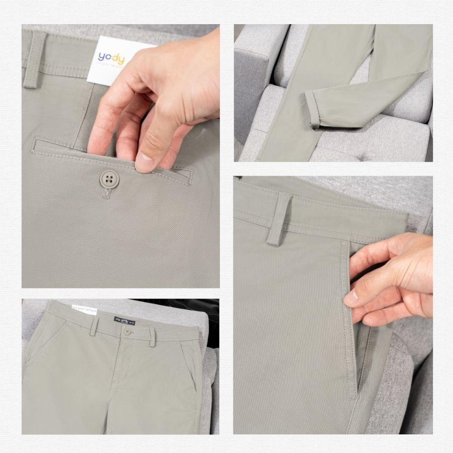 Quần Kaki Nam Basic Dáng Ôm Co Giãn