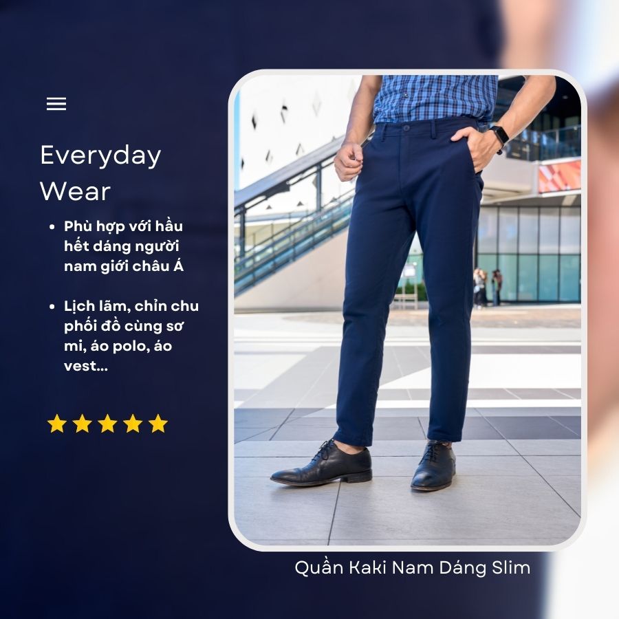 quần kaki nam dáng slim