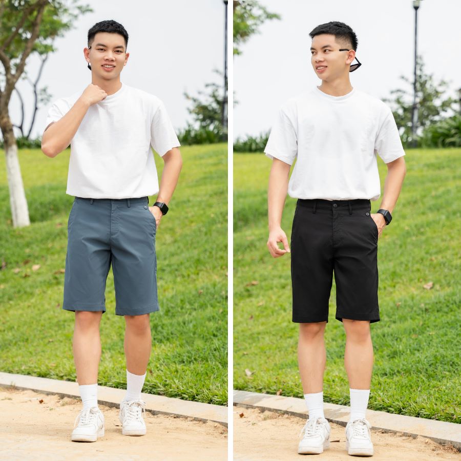 Quần Short Nam Kaki Ống Đứng Lịch Lãm