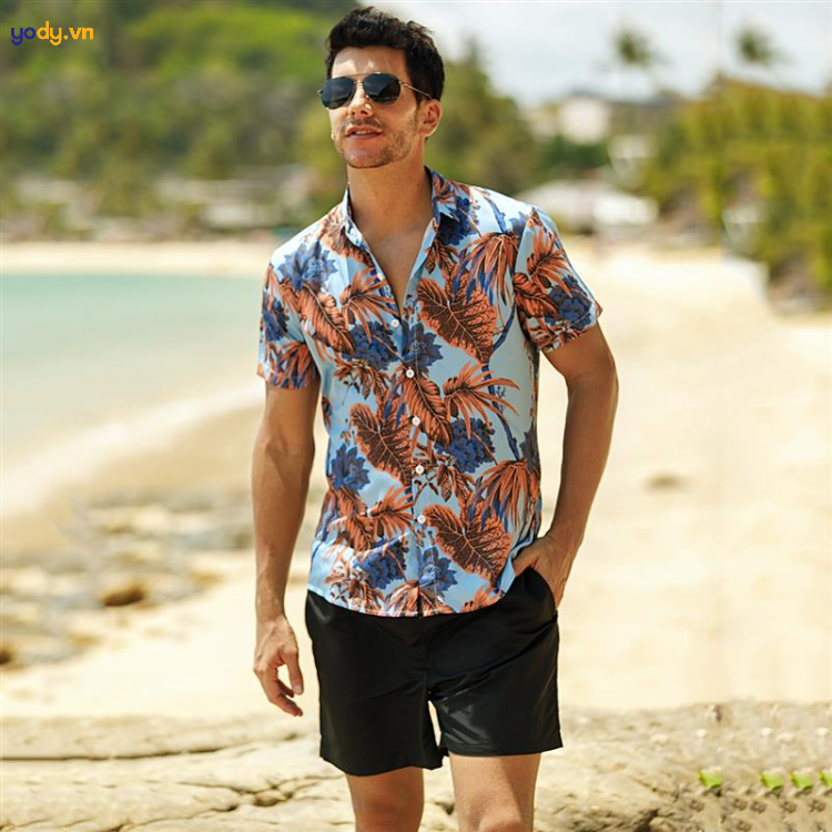 Mix quần short áo sơ mi hawaii