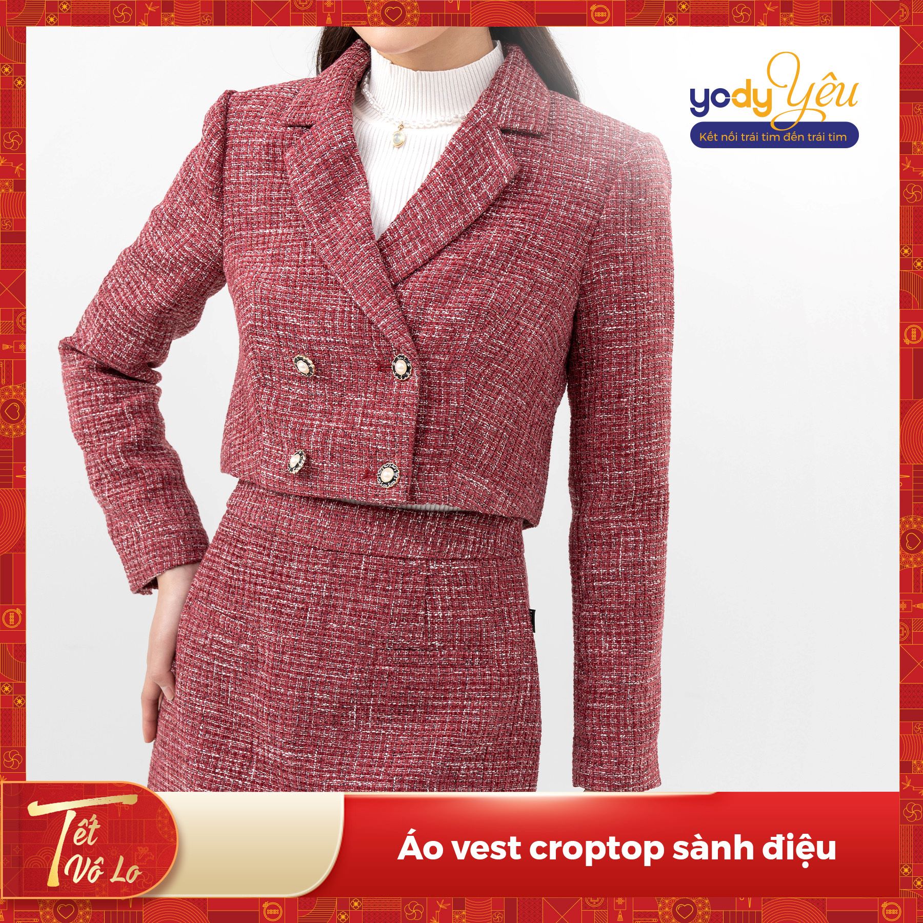 Set Nữ Dạ Tweed Vest Croptop