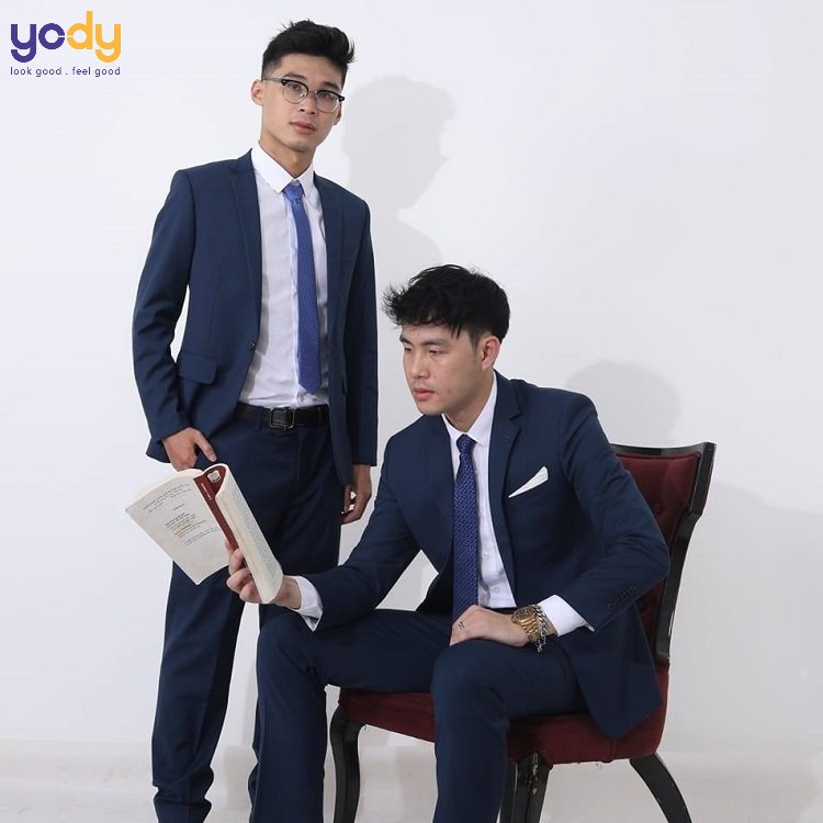 Áo khoác vest xanh navy nam tính