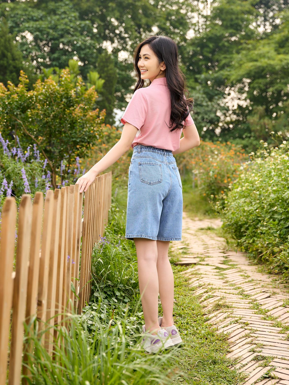 Quần Jean Lửng Nữ Lưng Cao Ống Rộng