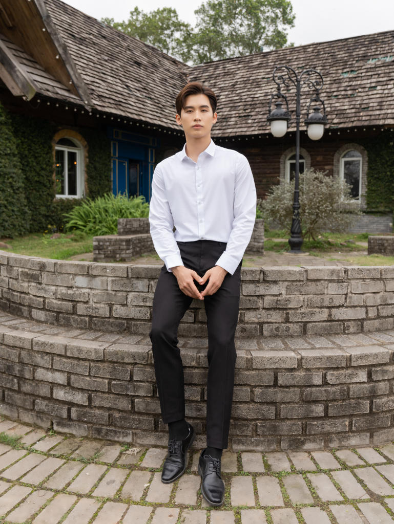 Áo Sơ Mi Nam Dài Tay Bamboo Chấm Bi