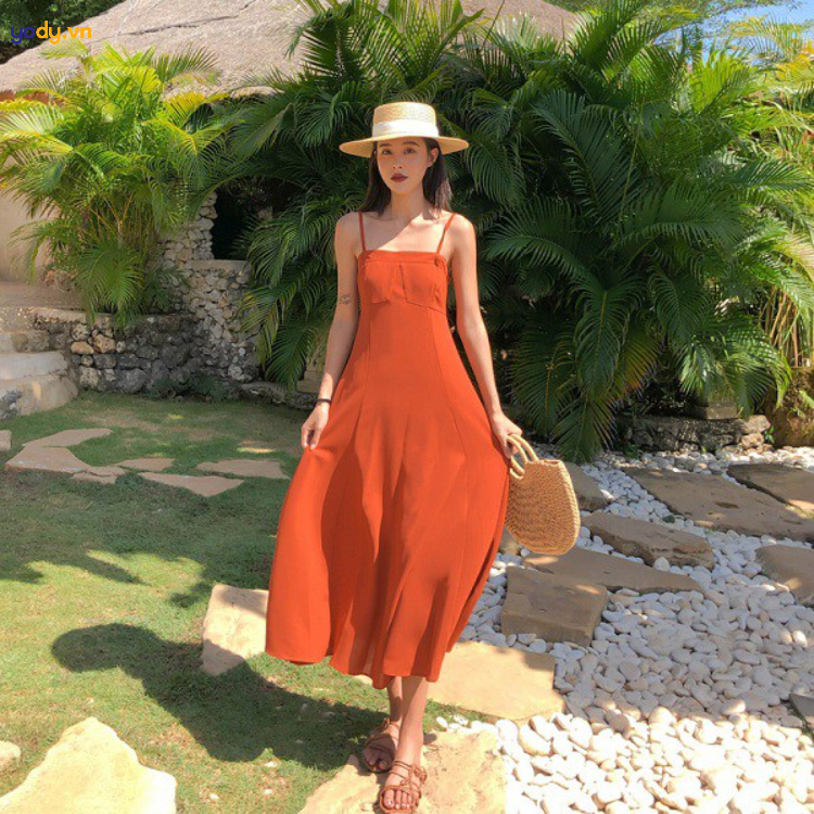 Váy đi biển dáng dài thướt tha