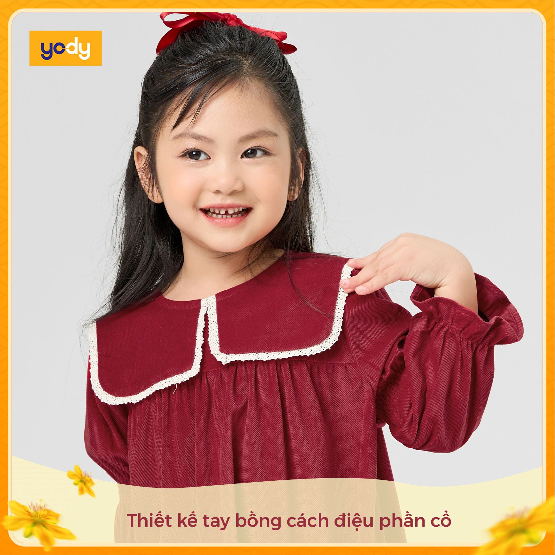 Váy Đông Trẻ Em Ren Cổ