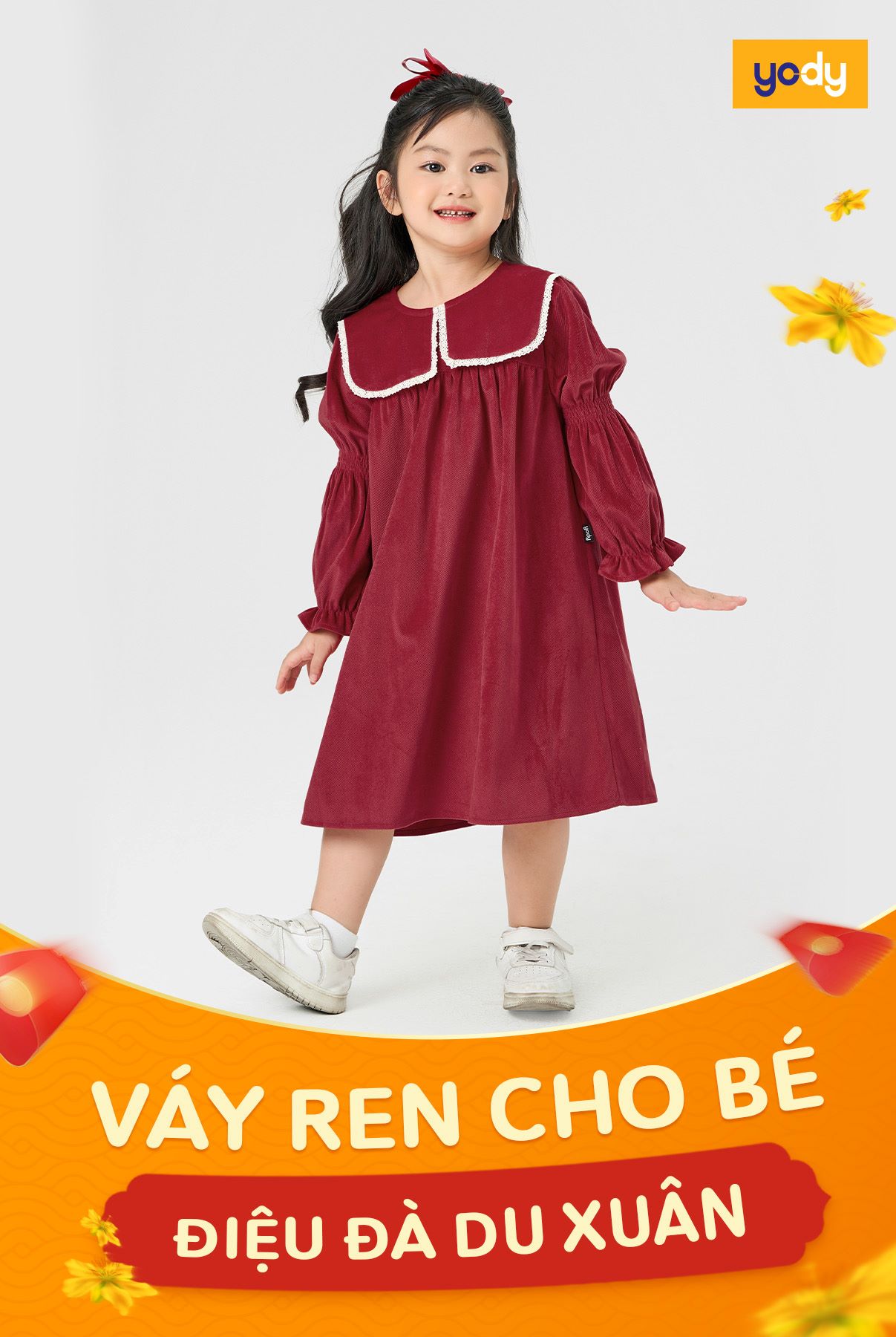 Váy Đông Trẻ Em Ren Cổ