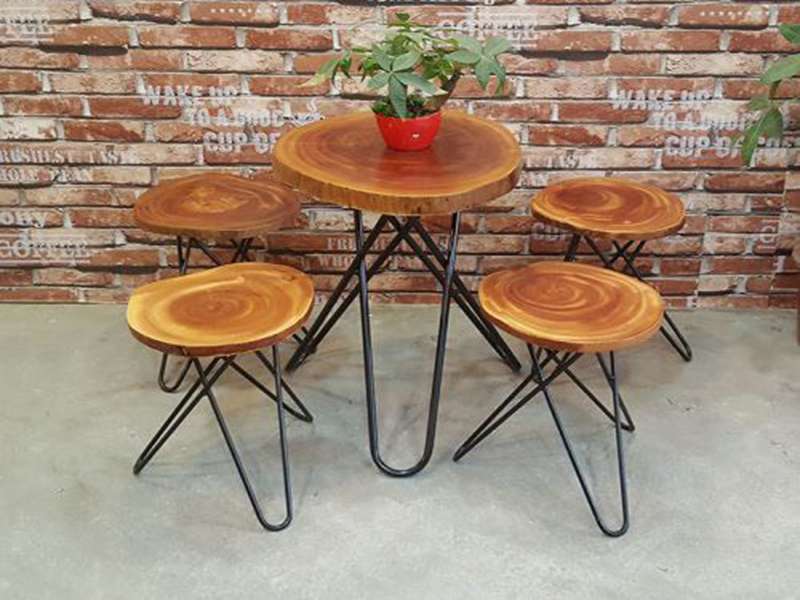 Bộ bàn ghế cà phê gỗ cổ điển, lịch sự