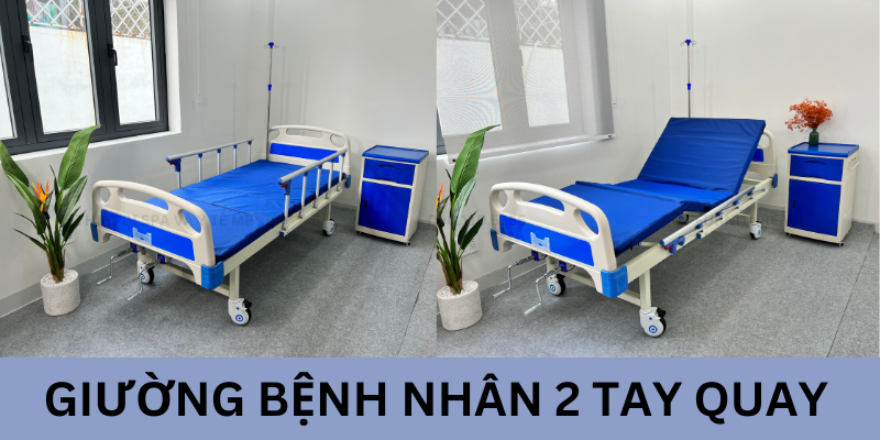 Giường bệnh nhân 2 tay quay