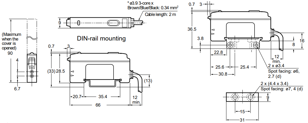 Kích thước bộ khuếch đại sợi quang FS-V11