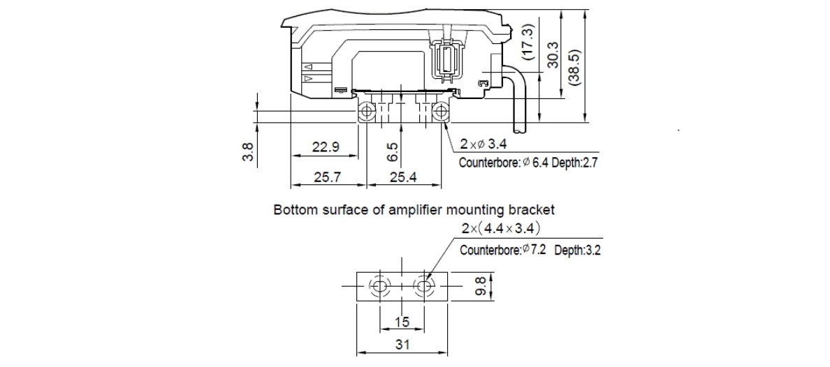 Kích thước Bộ khuếch đại sợi quang Keyence FS-N11N khi gắn thêm phụ kiện