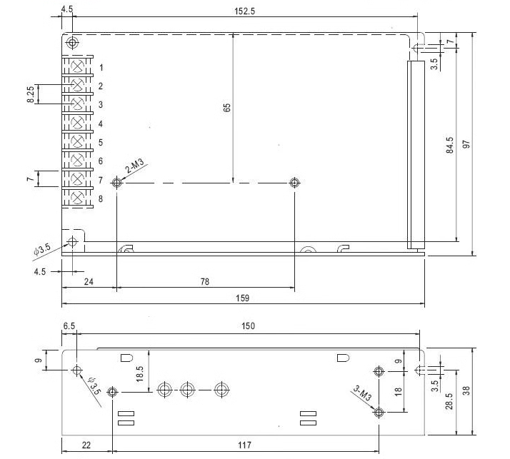 Kích thước nguồn Q-60C