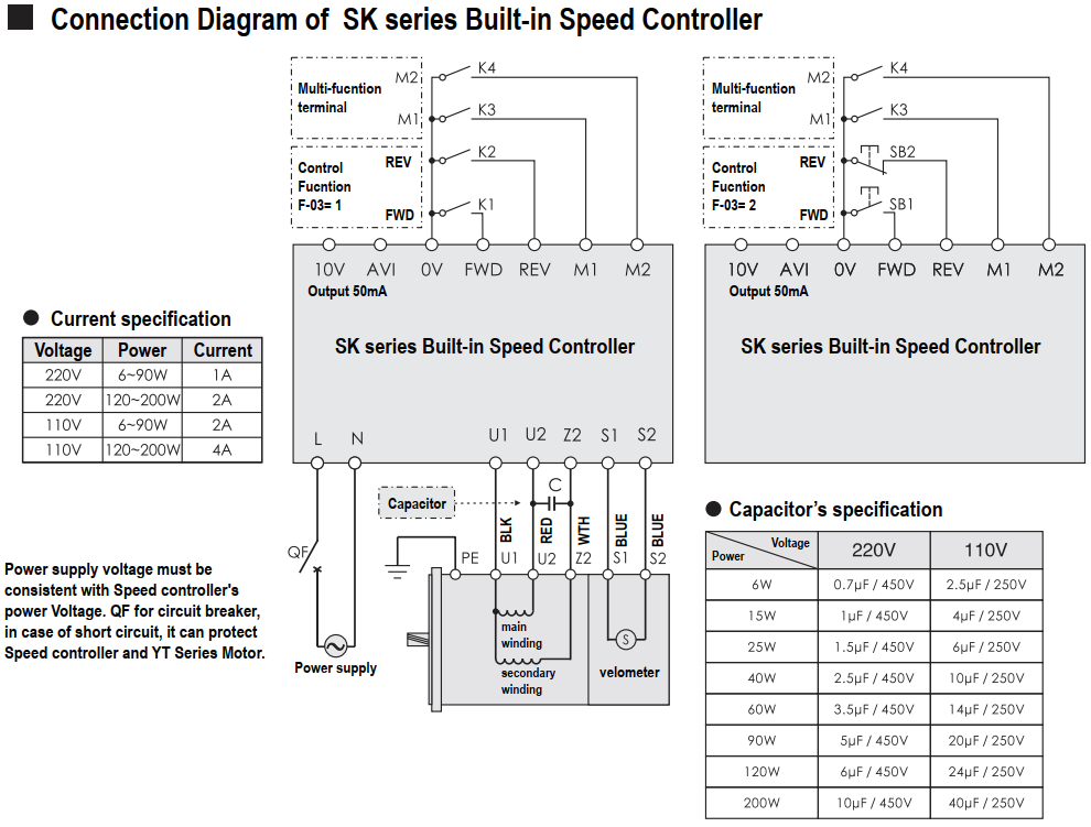 Sơ đồ đấu nối và lựa chọn tụ phù hợp công suất JSCC SK200E