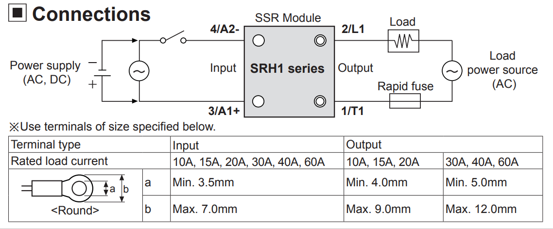 Sơ đồ đấu nối rơ le bán dẫn Autonics SRH1-1430