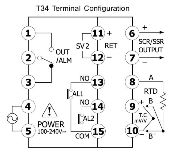 Sơ đồ đấu nối Temcoline T34-S00