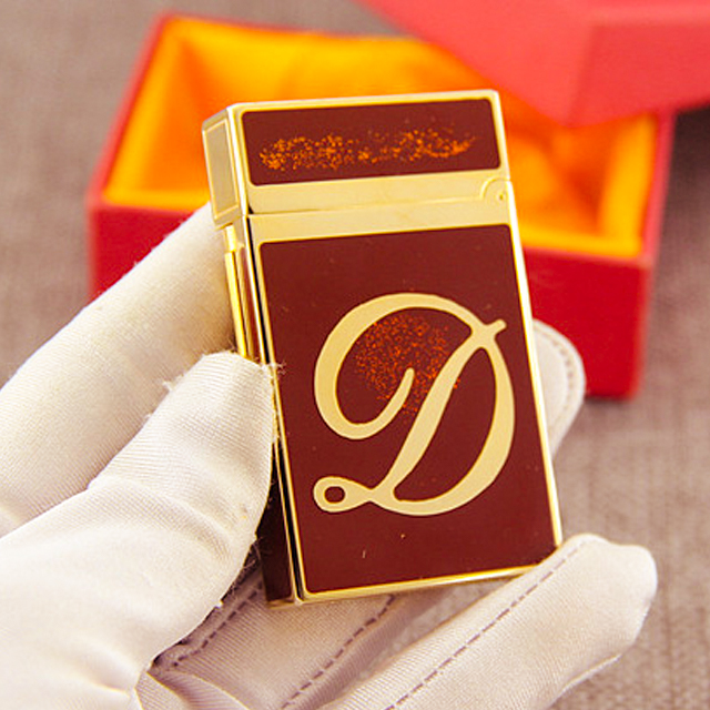 Hộp Quẹt Bật Lửa Dupont Gas Đá D07V Họa Tiết Sơn Mài Kim Tuyến In logo Đẹp Độc Lạ - Dùng Gas Đá Cao Cấp