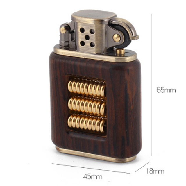 Hột Quẹt Bật Lửa Chief CF 217 Vỏ Ốp Gỗ Họa Tiết Bánh Xe - Dùng Xăng Bấc Đá Cao Cấp