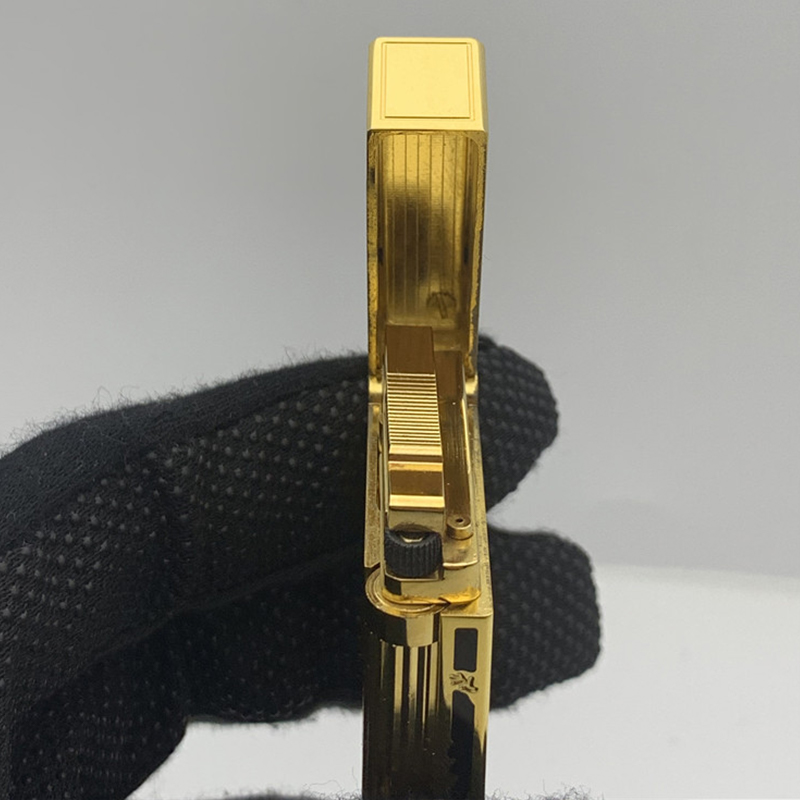 Hộp Quẹt Bật Lửa Dupont D08V Họa Tiết Hoàng Gia Vàng Đen - Dùng Gas Đá Cao Cấp