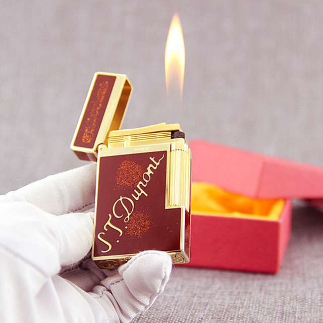 Hộp Quẹt Bật Lửa Dupont Gas Đá D07V Họa Tiết Sơn Mài Kim Tuyến In logo Đẹp Độc Lạ - Dùng Gas Đá Cao Cấp