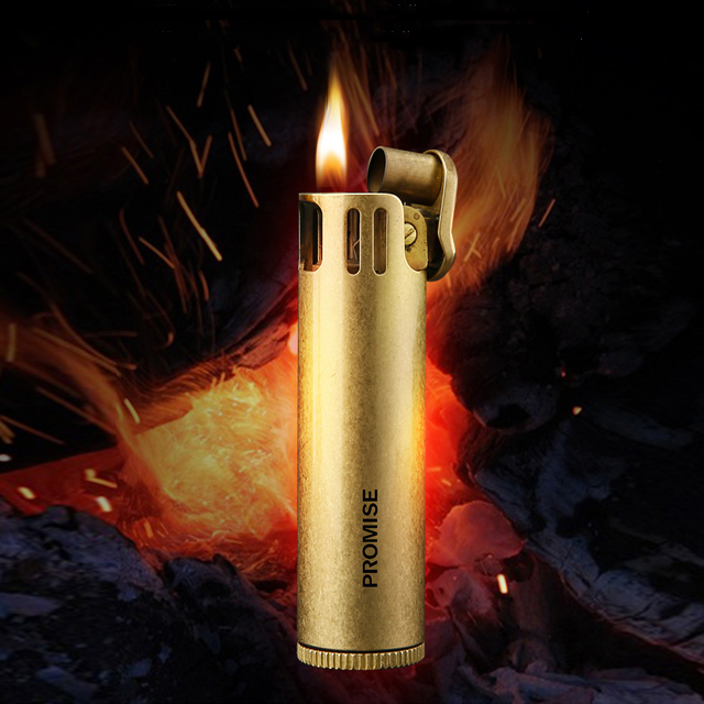 Hộp Quẹt Bật Lửa Xăng Promise BNC-015 Vỏ Đồng Cao Cấp Lửa Ngọn Đẹp Độc Lạ  - Dùng Xăng Bấc Đá