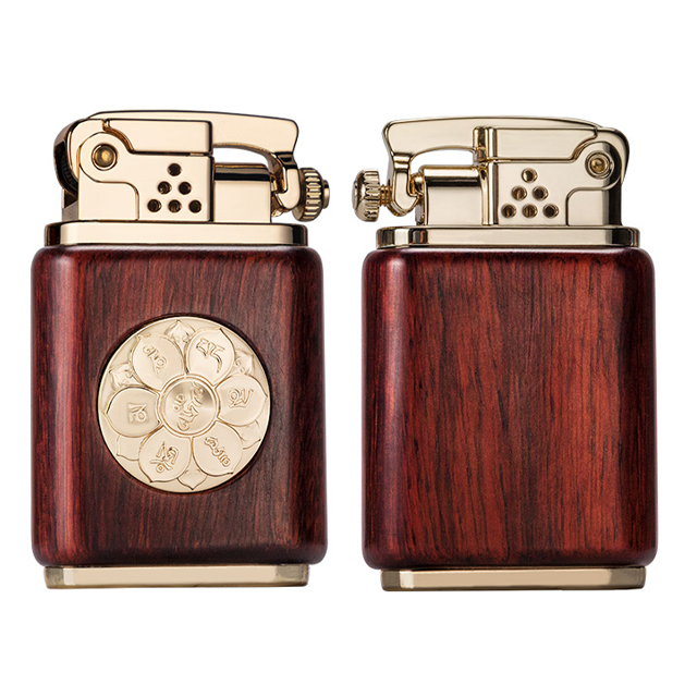 Hột Qụet Bật Lửa Xăng Zorro Z602-101 Thiết Kế Họa Tiết Vòng Xoay Hoa Sen Vỏ Ốp Gỗ - Dùng Xăng Bấc Đá Cao Cấp