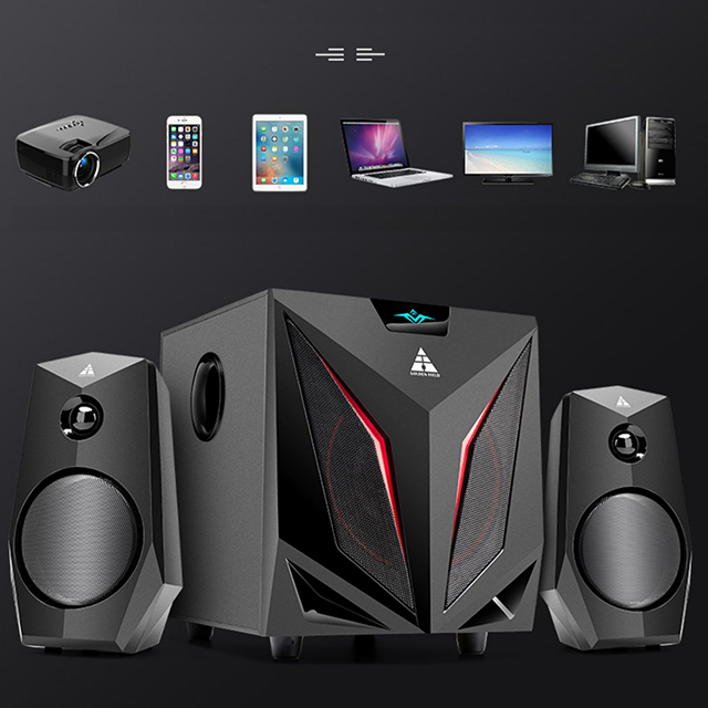 Bộ 3 Loa Bluetooth Để Bàn Golden Field K2 Công Suất Lớn Thiết Kế Hiện Đại Có Đèn Led Trẻ Trung Năng Động Âm Thanh Chân Thực Siêu Trầm Màu Đen