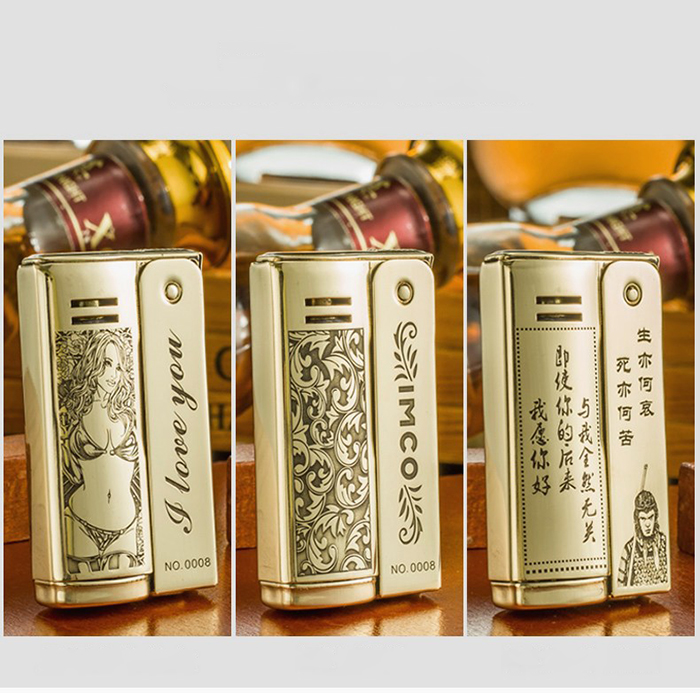 Hộp Quẹt Bật Lửa Xăng Đá IMCO 6800H Kiểu Cối Cổ Bằng Đồng Cực Đẹp - Nhiều Hình