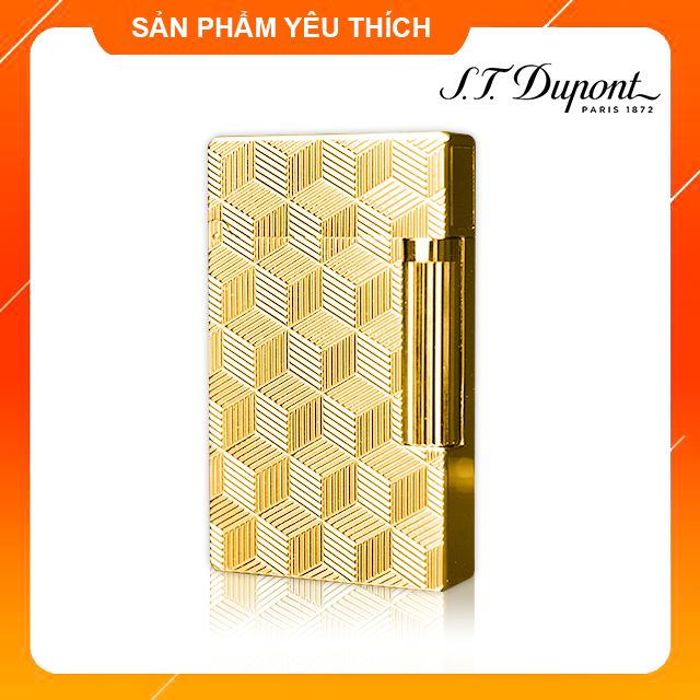 Hộp Quẹt Bật Lửa Dupont D49V Họa Tiết Khắc Chìm Hình Lục Giác Màu Vàng Đẹp Độc Lạ - Dùng Gas Đá Cao Cấp