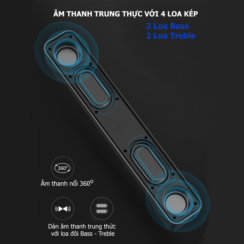 Loa Thanh Soundbar Bluetooth Gaming E91 Loa Nghe Nhạc Di Động Không Dây 10W Dùng Cho Máy Vi Tính PC - Laptop - Tivi