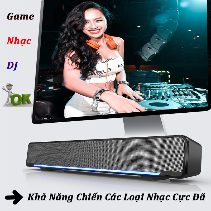 Loa Máy Vi Tính Siêu Trầm SADA V-196 Thiết Kế Hiện Đại, Có Dải Đèn Led Cao Cấp