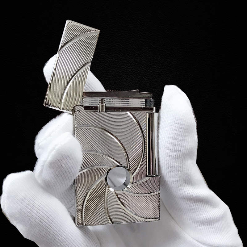 Bật Lửa Ga Đá Dupont D-117T Họa Tiết Đục Lỗ Xoáy Tròn Cao Cấp