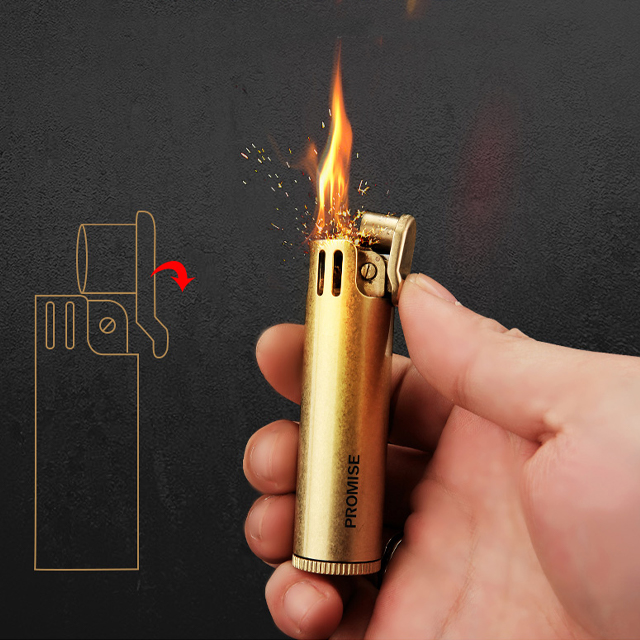 Hộp Quẹt Bật Lửa Xăng Promise BNC-015 Vỏ Đồng Cao Cấp Lửa Ngọn Đẹp Độc Lạ  - Dùng Xăng Bấc Đá