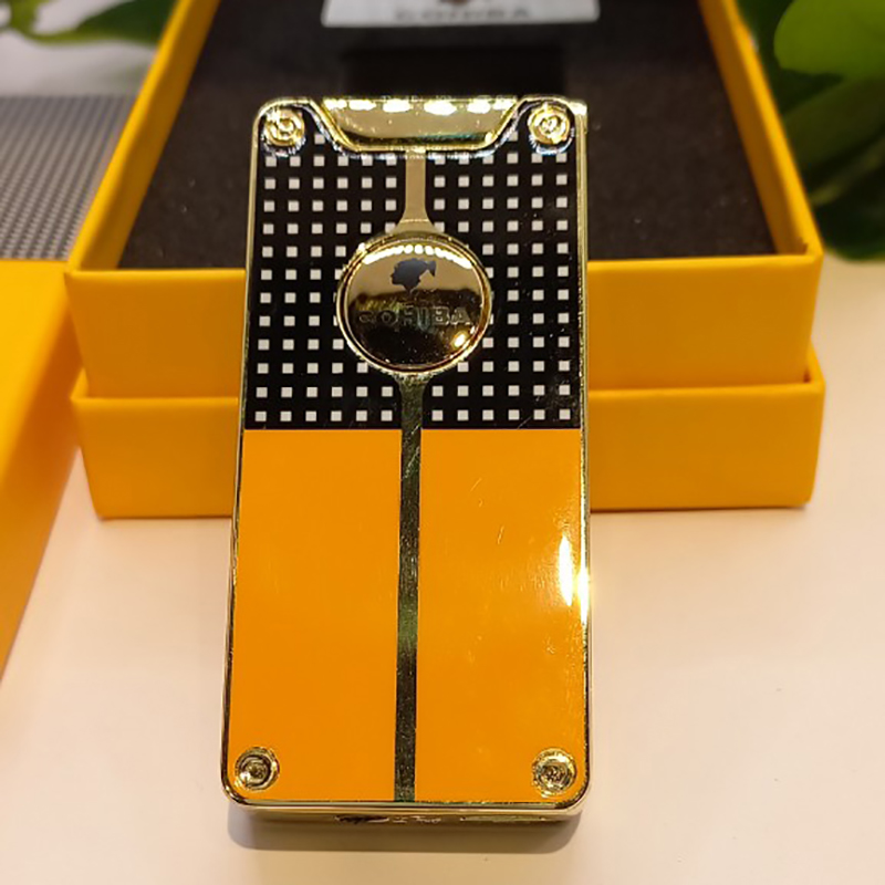 Hột Quẹt Bật Lửa Gas Cohiba COB-180 Khò 2 Tia Mạnh Mẽ Nút Bấm Tiện Lợi-Nhiều Màu