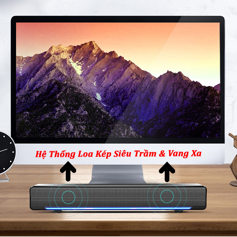 Loa Máy Vi Tính Siêu Trầm SADA V-196 Thiết Kế Hiện Đại, Có Dải Đèn Led Cao Cấp