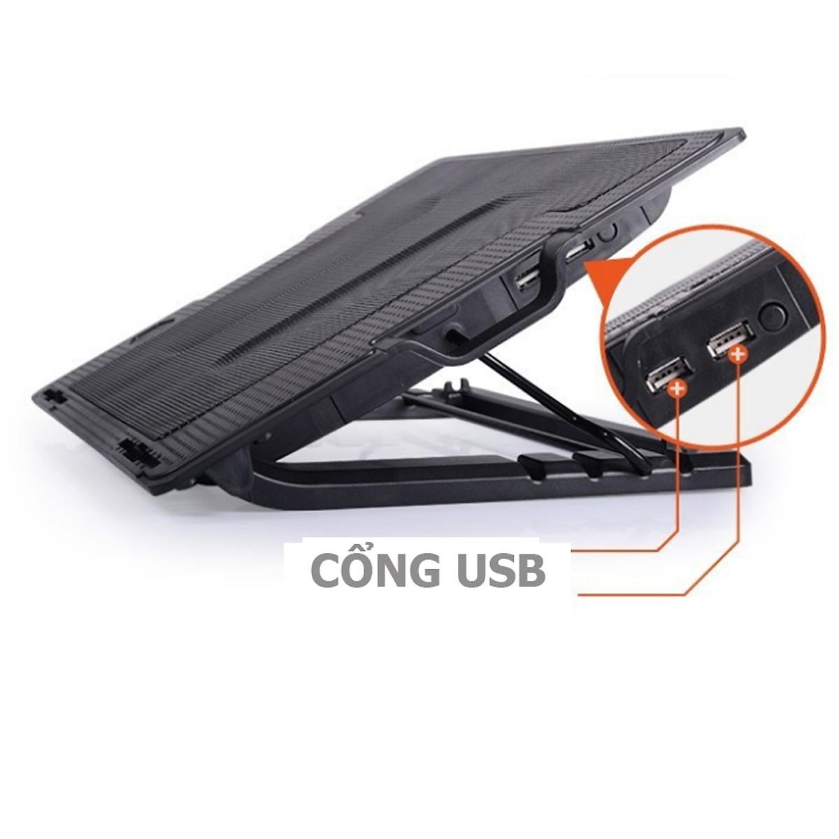Quạt Tản Nhiệt Laptop MSTK868 Tốc Độ Cao, 2 Cổng USB, 5 Mức Chỉnh Độ Nghiêng