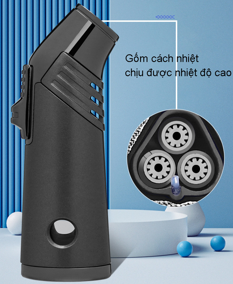 Hột Quẹt Bật Lửa Gas Jobon ZB-202 Khò Mỏ Vịt 3 Tia Kiểu Dáng Sang Trọng - Màu Ngẫu Nhiên