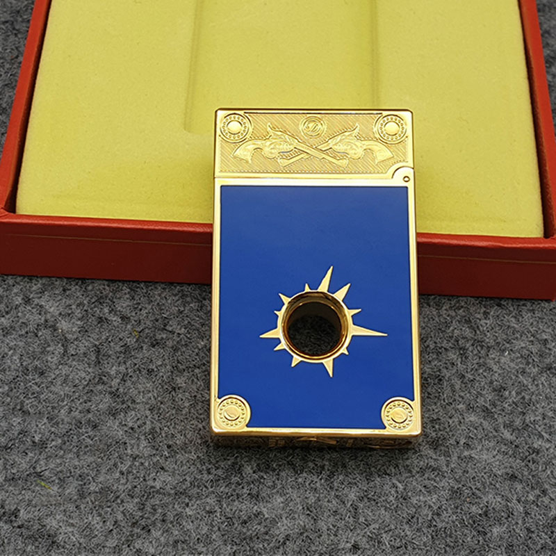 Hộp Qụet Bật Lửa Gas Dupont điệ.p viê.n 007 cao cấp D200B Màu Bạc đen Đẹp, Độc Lạ