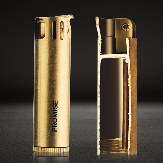 Hộp Quẹt Bật Lửa Xăng Promise BNC-015 Vỏ Đồng Cao Cấp Lửa Ngọn Đẹp Độc Lạ  - Dùng Xăng Bấc Đá